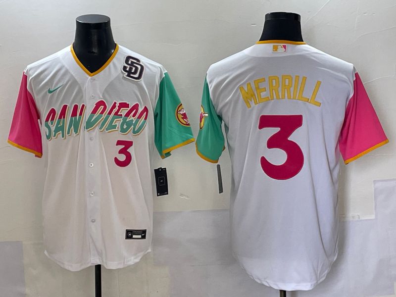 Men 2025 San Diego Padres #3 Merrill White City edition Nike MLB Jersey style 5